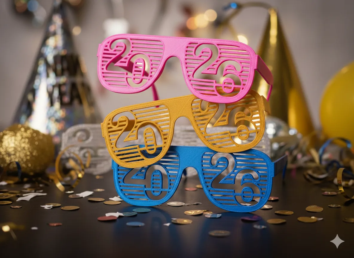 2026 HAPPY NEW YEAR PARTY GLASSES - just 20g filament - fast print!